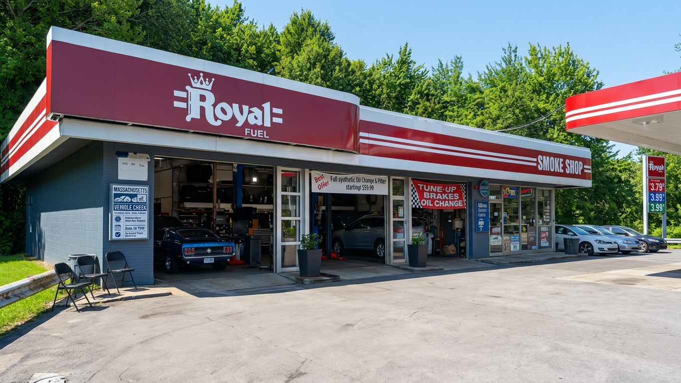 Jul's Auto Repair exterior — storefront on US-44 in Raynham, MA