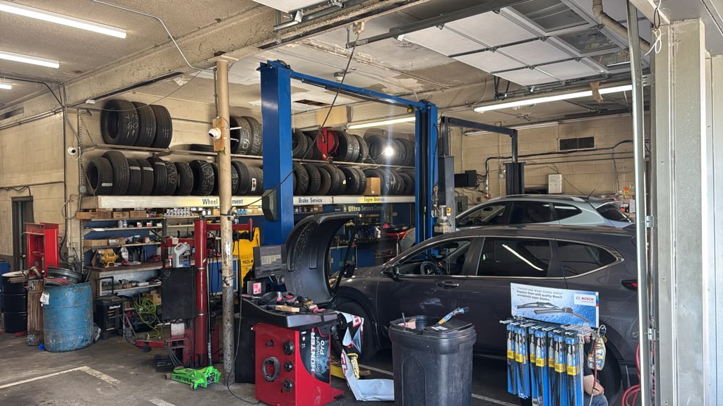 Jul's Auto Repair tire shop and wheel alignment service area in Raynham, MA